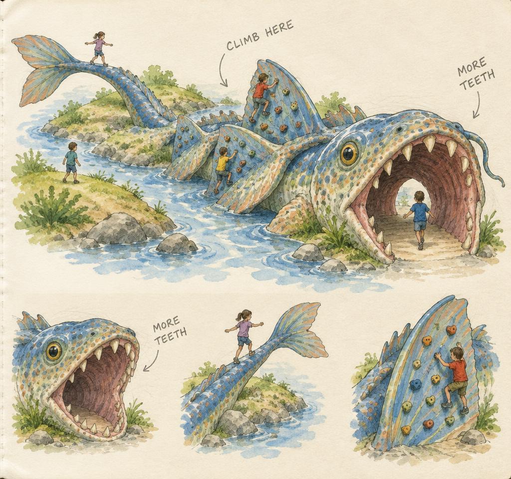 Concept sketch for River Monster in Chattanooga